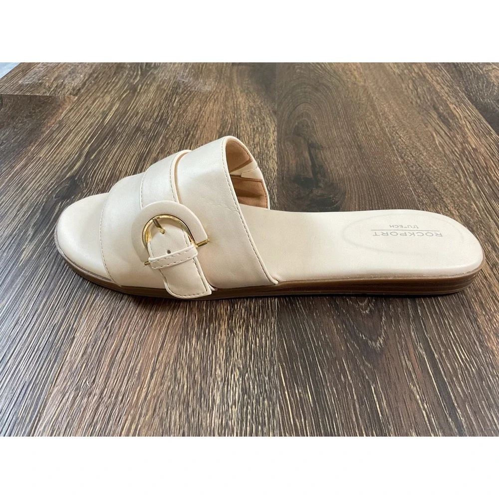 Rockport Trutech Women's Yara Size 8 White Cushioned Slide Sandals C17938 -New‎